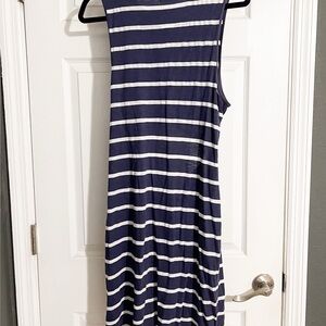 T.La Navy and White Dress w/split midsection